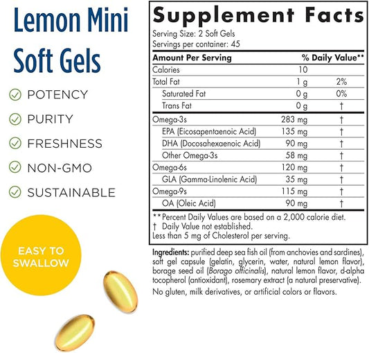 Nordic Naturals Complete Omega Jr., Lemon 90 Mini 283 mg Omega-3s & 35 mg 45 Servings