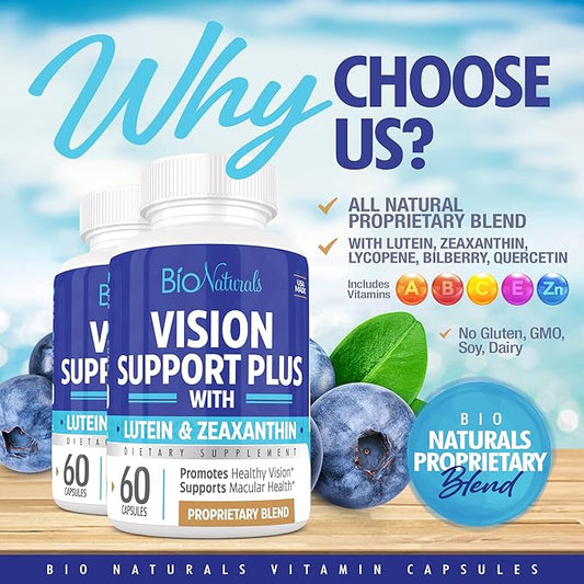 Eye Vitamin Supplement with Lutein, Zeaxanthin, 60 Veggie