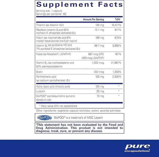 Pure Encapsulations Ultra B-Complex with PQQ 60 Capsules