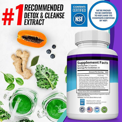 Toplux Keto Detox Pills Advanced Cleansing Extract – 1532 Mg Natural Acai Colon Cleanser Formula, Flush Toxins & Excess Waste, for Men Women, 60 Capsules, Supplement
