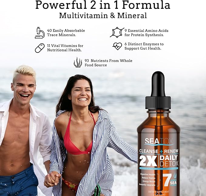 Cleanse & Renew Liquid Superfood 2 in 1 Multivitamin & Mineral Supplement for Gut & Digestive Health, Bloat, Immune Support, Cellular Health – Vegan, GF 30 Day Supply Made in USA