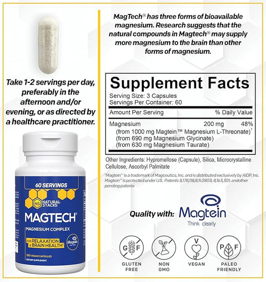 MagTech Magnesium Supplement 3 Forms 180 Magnesium
