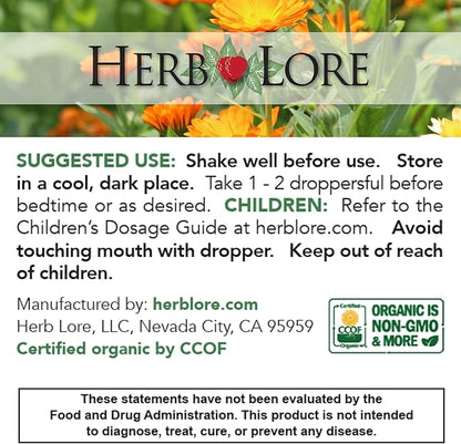 Herb Lore Organic Chamomile Tincture - Liquid Chamomile Drops for Babies & Adults - Melatonin-Free Sleep Supplement (4 fl oz)