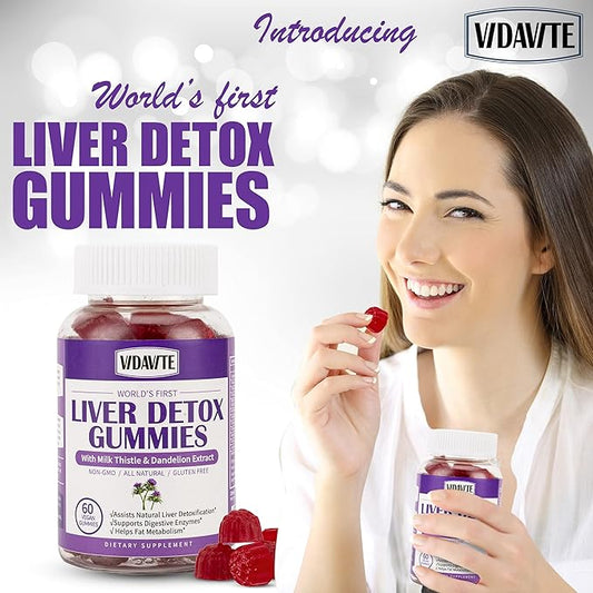Liver Cleanse Detox & Repair Gummies — 1500mg Silymarin Milk Thistle Supplement with Artichoke, Dandelion and 20+ Herbs — Essential Liver Support Supplement for Men & Women (60 Vegan Gummies)