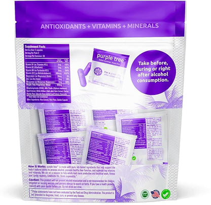 purple tree Post-Celebration Wellness | Liver Support, Hydration & Replenisher | Dihydromyricetin DHM, Milk Thistle, Electrolytes, Vitamins | Bachelorette & Bachelor Party Kits, 10 Packs, 40 Pills