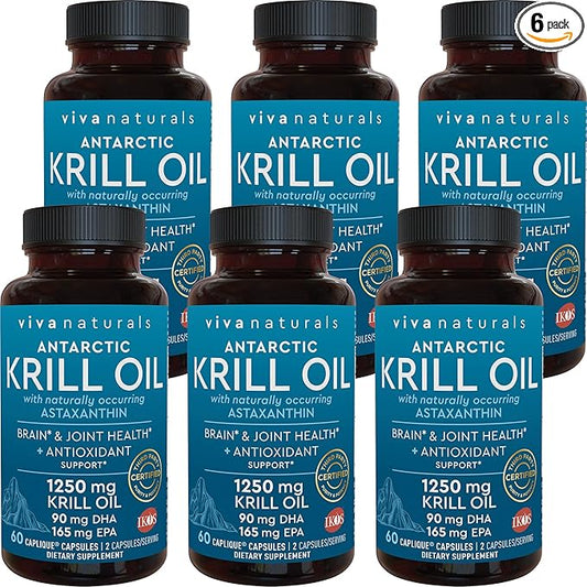Antarctic Krill Oil 1250 mg, Omega 3 EPA (6 Pack)