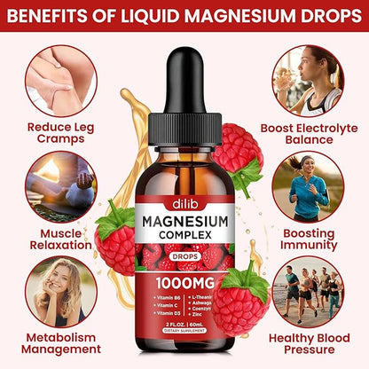 Triple Magnesium Complex Supplement, Magnesium Glycinate, 1000mg with CoQ10, Vitamin B6, C,