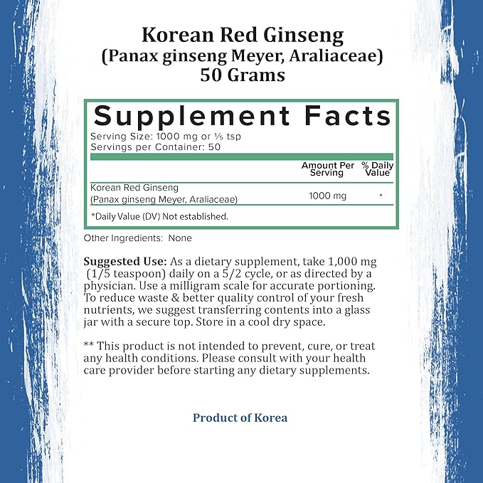 Korean Red Ginseng Powder Pure Panax (50g)