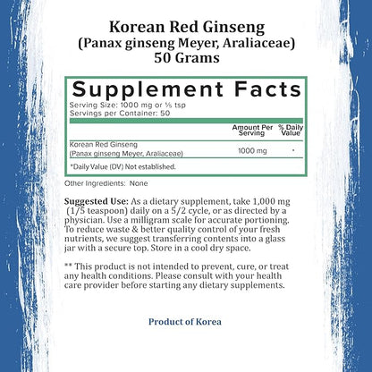 Korean Red Ginseng Powder Pure Panax (50g)