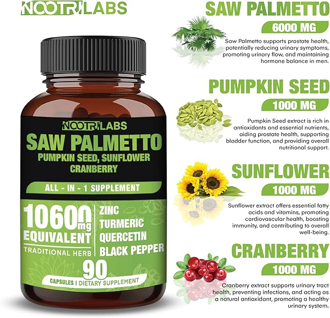 All-in-1 10600mg Highest Potency Saw Palmetto, 90 Vegan