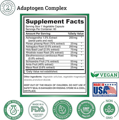 Adaptogen Complex Calmness, Energy and Vitality Booster 60 Vegetarian