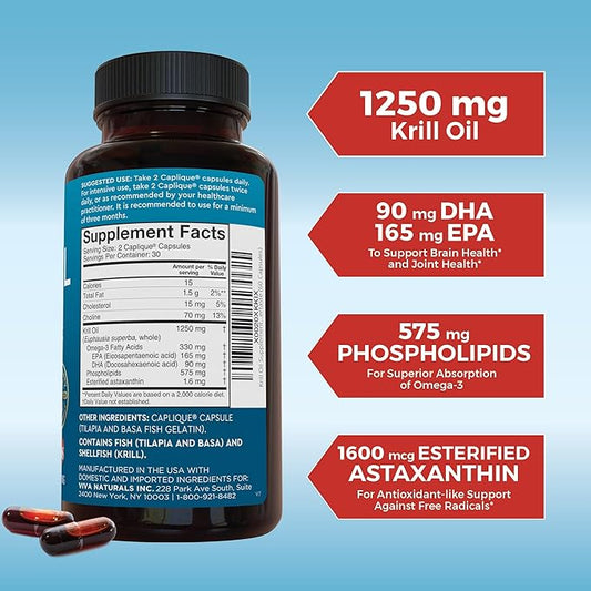 Antarctic Krill Oil 1250 mg, Omega 3 EPA (6 Pack)