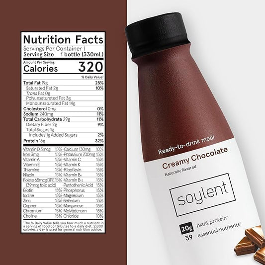 Soylent Chocolate Meal Replacement Shake, Contains 16g Complete 11oz, 12 12 Pack