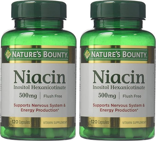 Nature's Bounty Flush Free Niacin 500 240 Capsules (2 X 120 Count