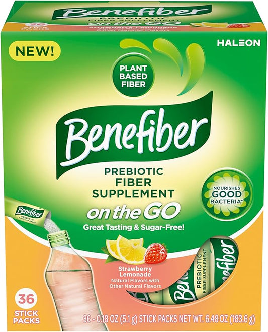 Benefiber Fiber Supplement, Strawberry Lemonade, On 36 Count