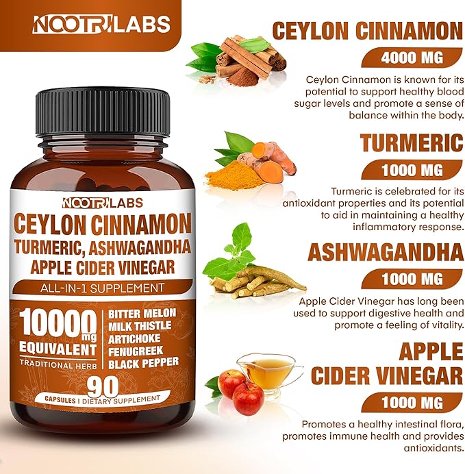 All-in-1 10000mg Highest Potency Ceylon Cinnamon, 90 Vegan