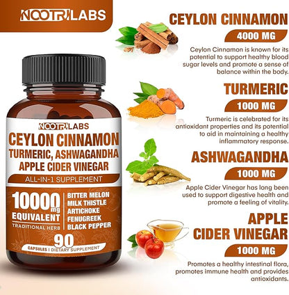 All-in-1 10000mg Highest Potency Ceylon Cinnamon, 90 Vegan