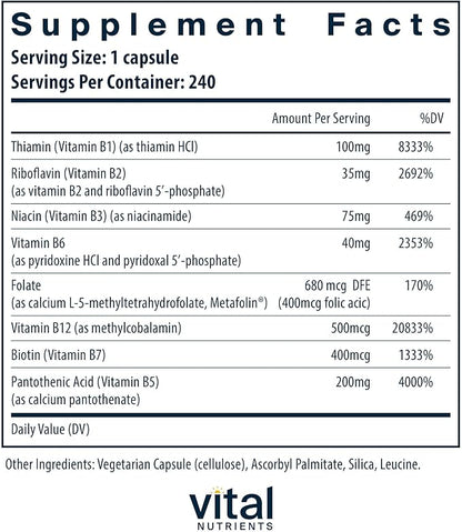 Vital Nutrients Vitamin B-Complex 240 Capsules