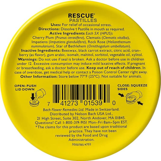 Bach RESCUE PASTILLES, Cranberry Flavor, Natural 35 Count