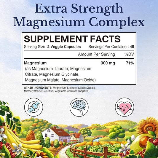 Vitalitown Magnesium Complex Supplement 300mg Elemental 90 Vegan