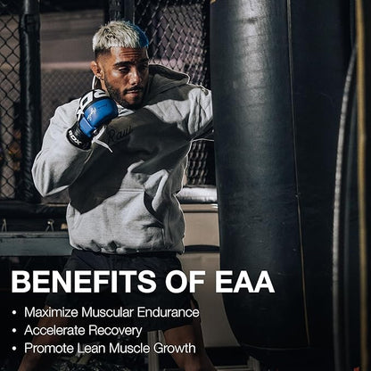 RAW EAA Amino Acids Powder, Kiwi Blueberry (25 Servings) - Pre Workout Amino Energy Powder for Strength, Endurance, Recovery & Lean Muscle Growth - BCAA Amino Acids Supplement for Men & Women