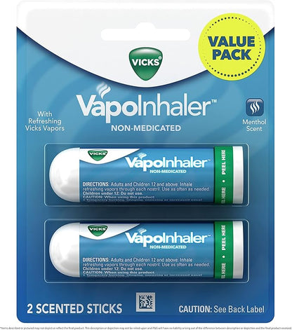 Vicks VapoInhaler, On-The-Go Portable Nasal Inhaler, 2 Scented 2)