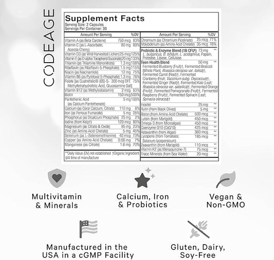 Codeage Teen’s Daily Multivitamin Supplement, 25+ Omega-3, 2 2 Pack