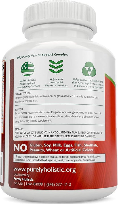 Vitamin B Complex 8 Super B1, B2, B2, B3, B3, B5, B5, B6, B6, B8, B8, B9 B9 & B12 - B100 Complex 180 Vegan 6 Month