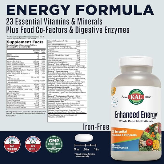 KAL® Enhanced Energy Multivitamin 180 Capsules