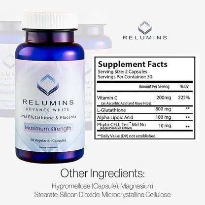Relumins Advanced White Oral Glutathione Brightening 60 Capsules 3 Bottles