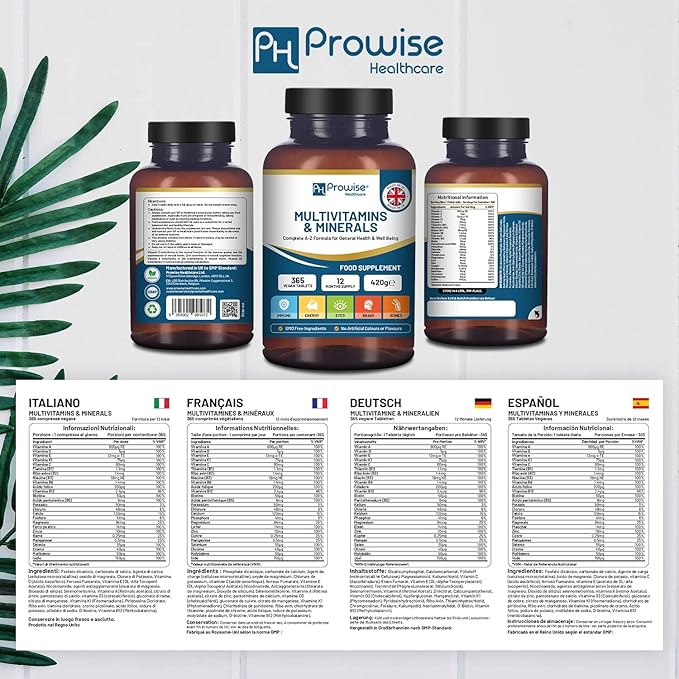 A-Z Multivitamins & Minerals I 365 Vegan Tablets (1 Year Supply) I 26 Essential Active Vitamins, Minerals & Micronutrients for Men and Women I Made in The UK by Prowise Healthcare