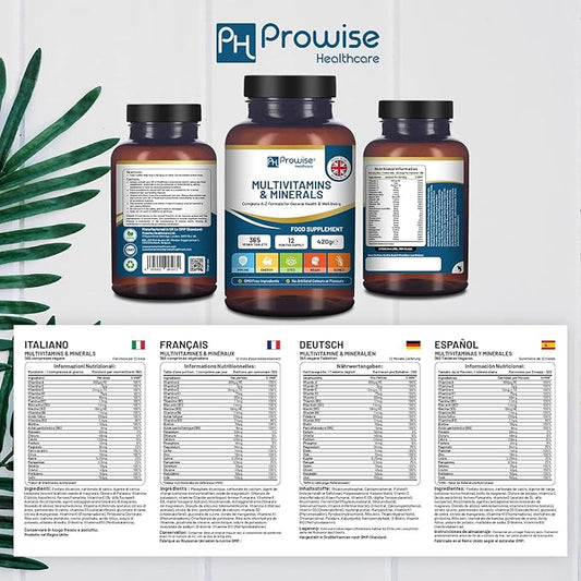 A-Z Multivitamins & Minerals I 365 Vegan Tablets (1 Year Supply) I 26 Essential Active Vitamins, Minerals & Micronutrients for Men and Women I Made in The UK by Prowise Healthcare