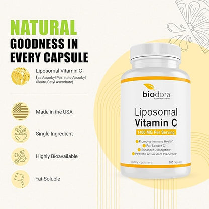 Liposomal Vitamin C, Healthy Immune System, 1400mg Per 180 Capsules