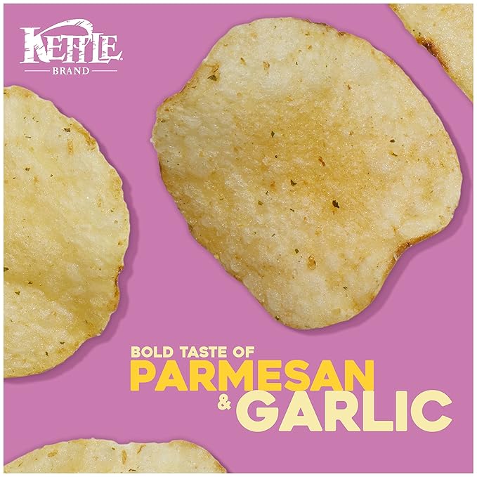 Kettle Brand Potato Chips, Parmesan Garlic Kettle Chips, 7.5 Oz (Pack of 12)