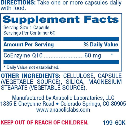 Anabolic Laboratories CoQ10 60mg Capsules 60 Coenzyme Q10 Supplements CoQ10 for