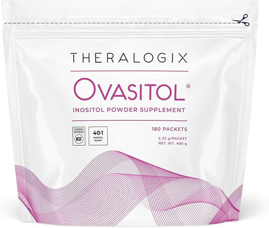 Theralogix Ovasitol Inositol Powder Packets - 90-Day Supply - Myo-Inositol & D-Chiro Inositol for Hormone Balance & Ovarian Function Support* - NSF Certified - 180 Packets