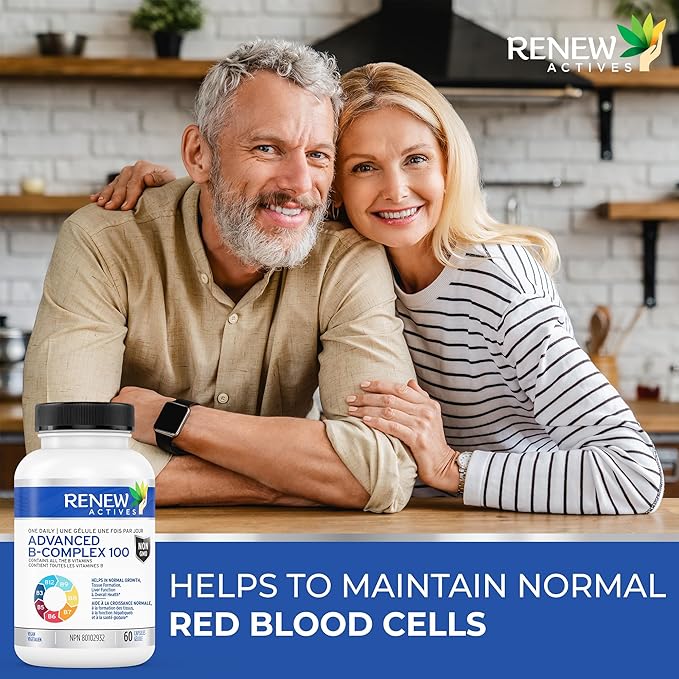Renew Actives Vitamin B Complex 100: 100% of B1, B2, B2, B3, B3, B5, B5, B-6, B-6, B-12. B-12. Promotes 60 Caps