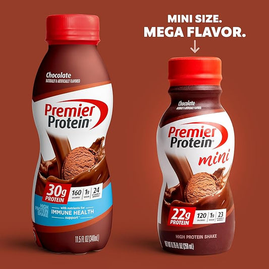 Premier Protein Shake MINIs, Chocolate, 22g 120 Calories, 1g Sugar, 8.75fl oz, 12