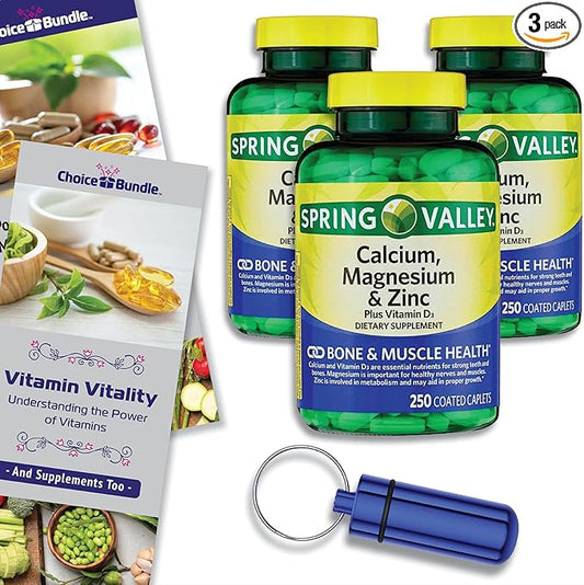 Spring Valley Calcium, Magnesium & Zinc D3 Coated 250 ct 3 pk (750 Total) (5 Items)!
