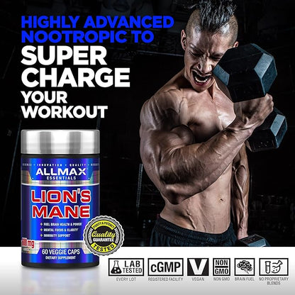 ALLMAX Lion’S Mane - 60 Veggie Capsules - Advanced Nootropic - 30 Servings