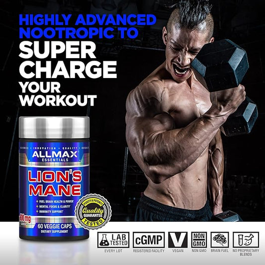 ALLMAX Lion’S Mane - 60 Veggie Capsules - Advanced Nootropic - 30 Servings