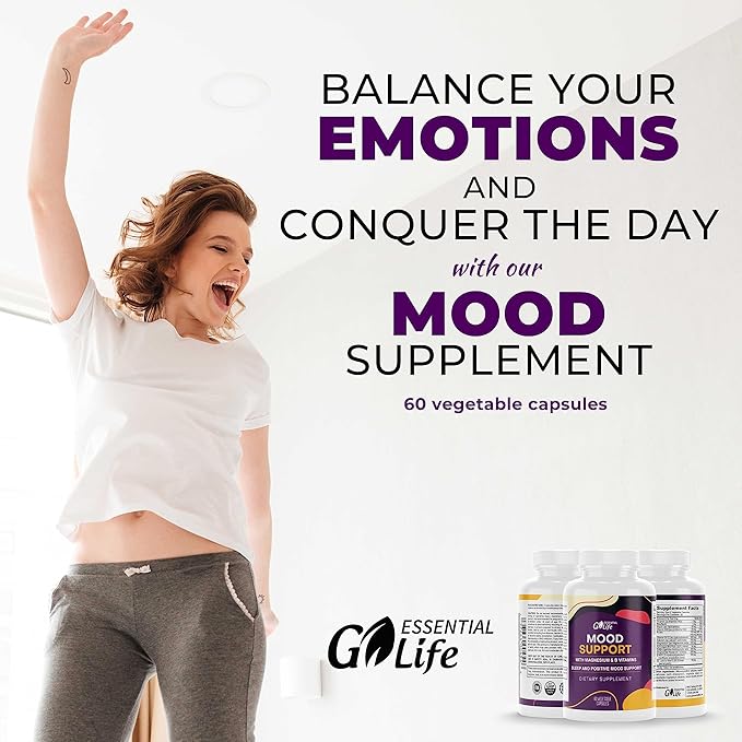 Mood Support Supplement 5-HTP, Vitamin B6-B12, and 60 Capsules