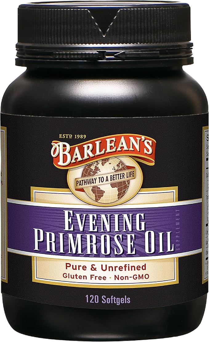 Barlean's Evening Primrose Oil Capsules, GLA 1300mg Softgels, 120 Count