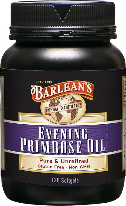 Barlean's Evening Primrose Oil Capsules, GLA 1300mg Softgels, 120 Count