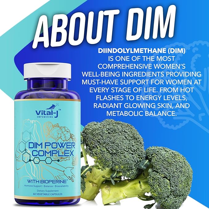 4-in-1 DIM Potent Complex 300mg - Estrogen Balance and Metabolism, Energy & Menopause Support Supplement with Bioperine (x4), Calcium and Broccoli Extract - for Women and Men 90 Servings