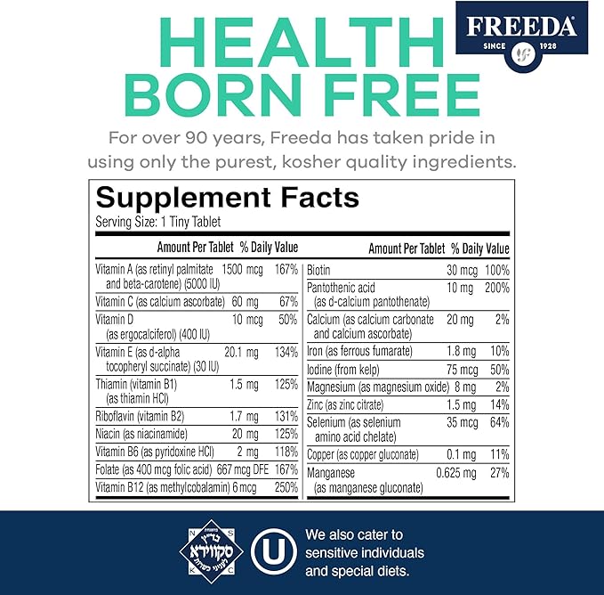 Freedavite Tiny Tablet B1, B2, B2, B6, B6, B12, B12, Biotin, 250 Count