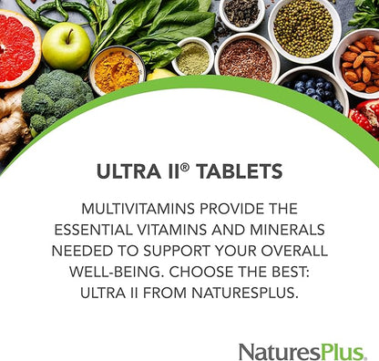 Natures Plus Ultra II Daily - 180 Tablets, Pack of 2 - Whole Food Vitamin & Mineral Supplement - Sustained Release - Vegetarian - 360 Total Servings