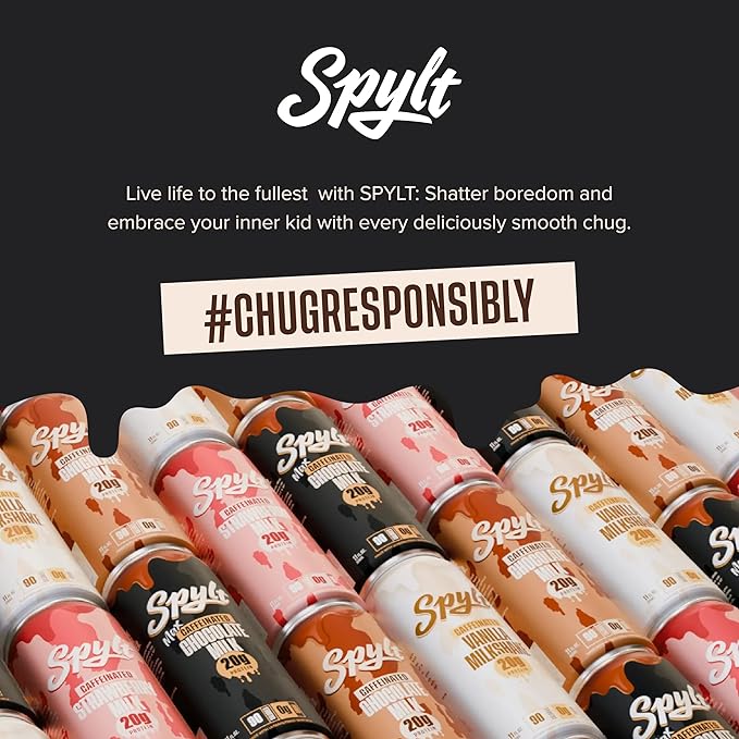 High Protein Cookies & Cream Milk with 60mg Caffeine & 20g Protein - Ready to Drink, Sugar Free, Lactose Free Milk, Perfect for Workout Recovery & Afternoon Pick Me Up - 12 Count