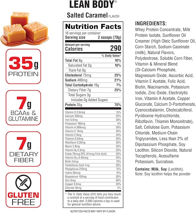 Labrada Nutrition - Lean Body 16 Serving MRP 2.47lb Bag, Salted Caramel (Salted Caramel) Packaging May Vary