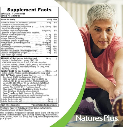 Natures Plus AgeLoss REJUVABOLIC - 90 Bi-Layered Tablets - Resveratrol Anti-Aging Complex - Vegetarian, Gluten Free - 30 Servings